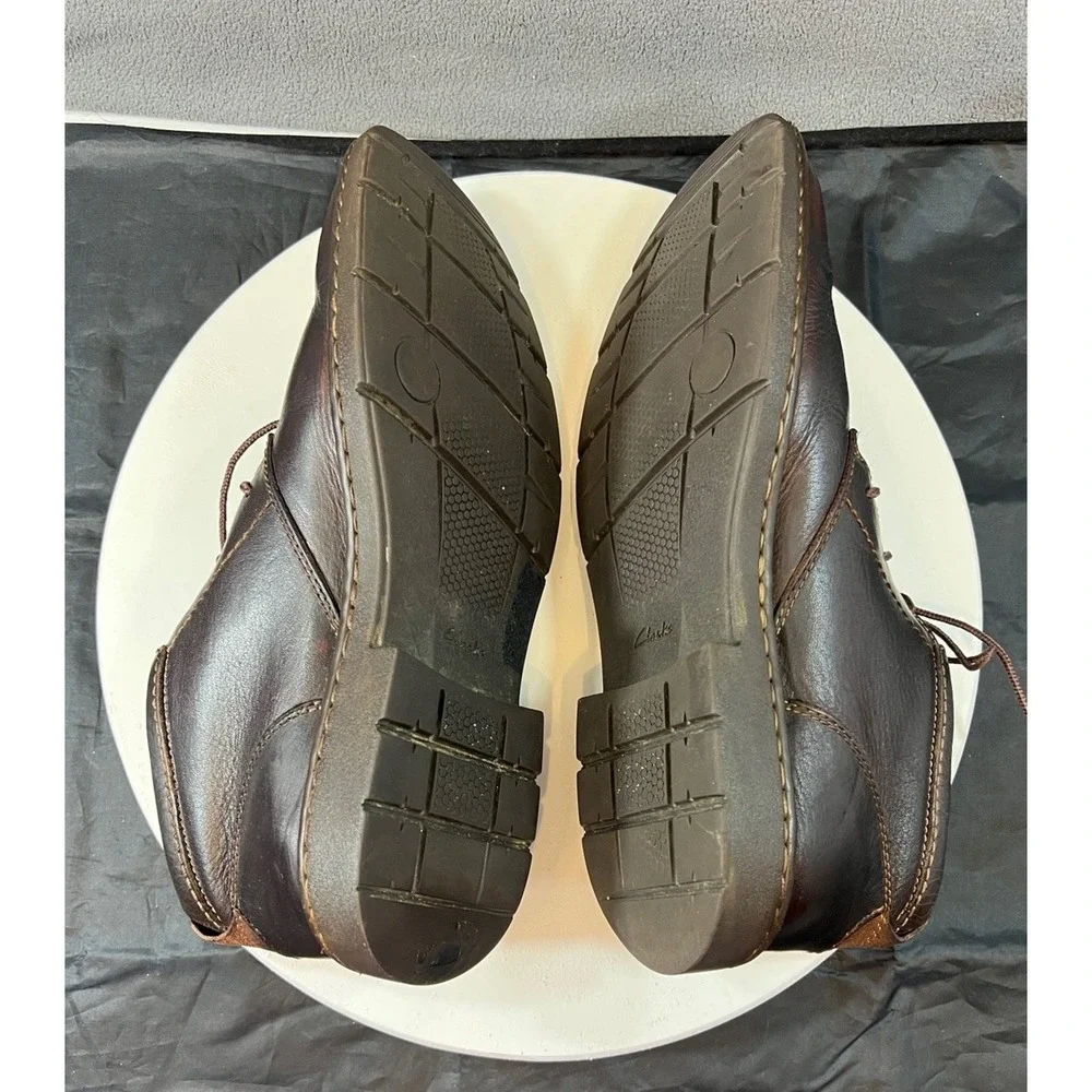Clarks Stratton Limit Chukka Ankle Boots Lace Up Brown Leather Men Size 11.5